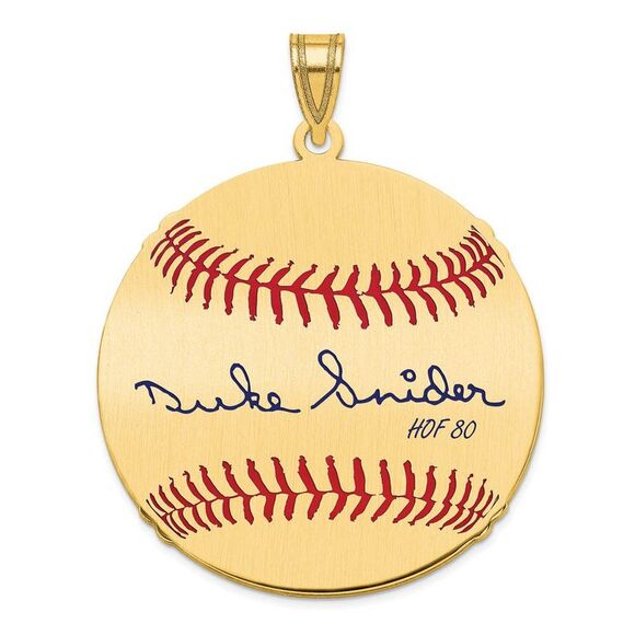 14K Gold Plated Duke Snider Signature LG Enamel Baseball Pendant